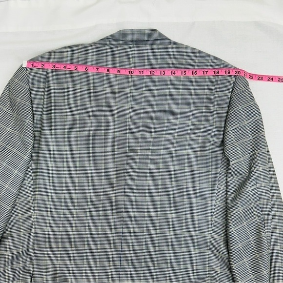 Corneliani Men's Size 56L Spencer Virgin Wool Silk Blue Micro Houndstooth Jacket - Picture 14 of 15